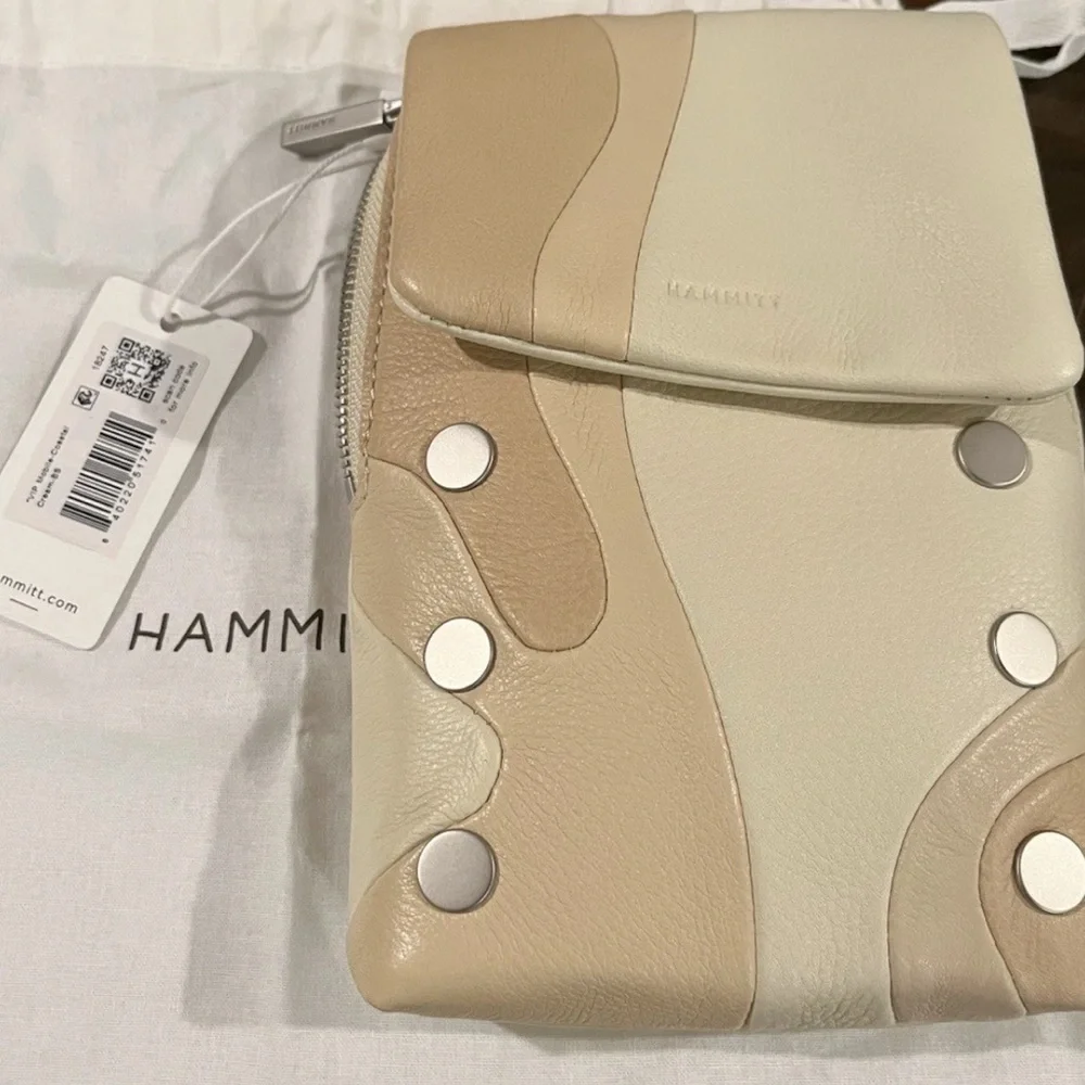 NWT $275 Hammitt Leather VIP Mobile phone Crossbody Coastal Cream Silver HRDWR - Picture 8 of 13